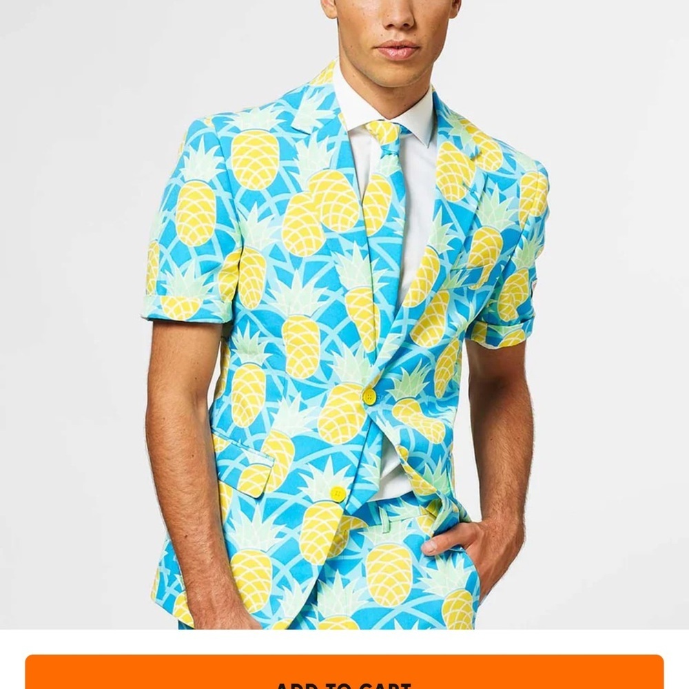 New OppoSuits Pineapple Print Blazer - Blue and Yellow - Picture 3 of 14